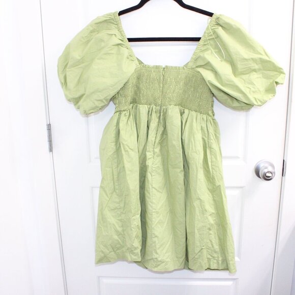 En Saison Green Babydoll Poplin Mini Dress Sweetheart Neckline Size Medium - Picture 4 of 4